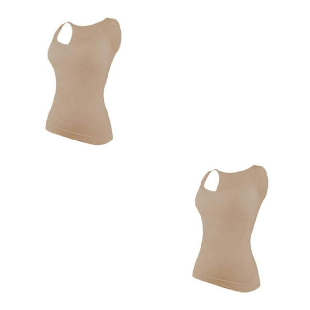 Qarigey Chaleco adelgazante sin mangas para mujer, ejercicio, correr, trotar, soporte de pecho, Tops, ropa deportiva transpirable, ropa de piel Color de piel SG 2piezas