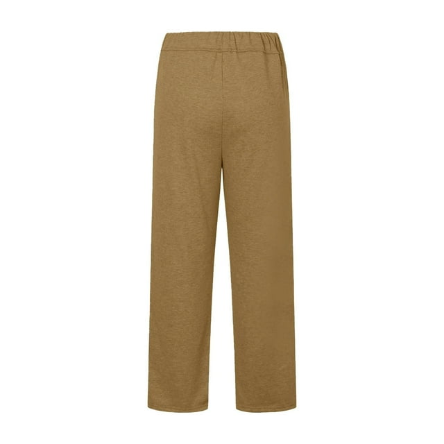 Yuyuzo Womens Sweatpants Casual Drawstring Solid Color Fleece Lined Fall Spring Elastic Waist Trousers with Pockets