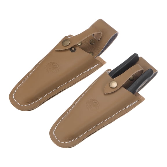 Uxcell 2-Pack Garden Pruner Sheath, Portable PU Leather Pruning Shears Sheath Pliers Holder for Belt [Yellowish Brown]