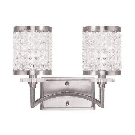 

Bathroom Vanity 2 Light With Clear Crystals Brushed Nickel size 9 in 120 Watts - World of Crystal