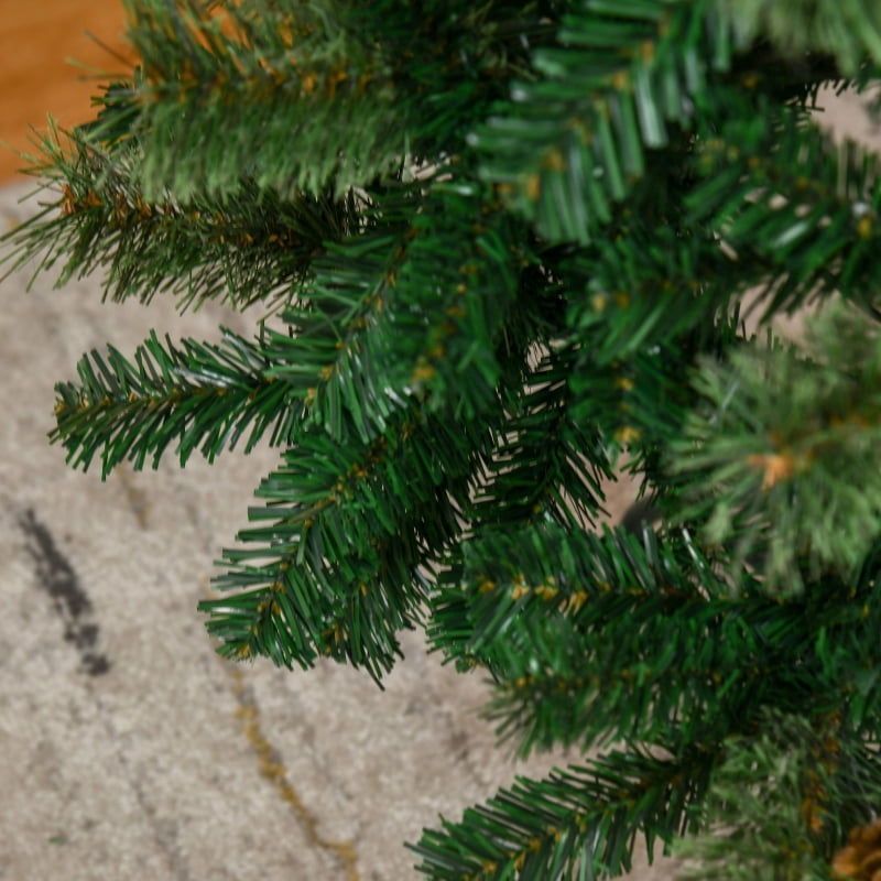 Alvantor Christmas Tree Unlit Pencil with Pine Cones & Metal Stand 31.5"x31.5"x90" 7.5ft Green