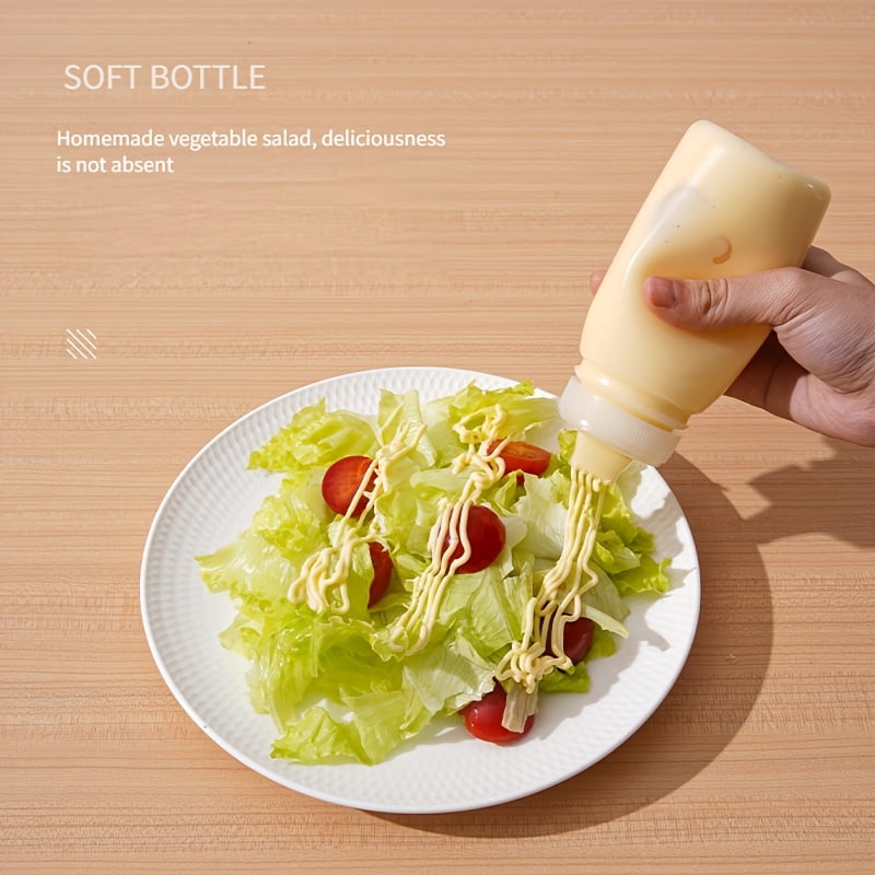 Porous Condiment Squeeze Bottles, Salad Dressing Container, Squeeze Bottles for Sauces, Botellas Exprimibles de Condimentos Syrup Dispenser Great for Ketchup, Salad, BBQ Sauce
