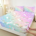 thumbnail image 3 of Feelyou Cute Unicorn Kids Queen Sheet Sets, Mystic Astrology Planet Flat Sheet, Dreamy Rainbow Printed Queen Fitted Sheet, Breathable Home Decor, 4-Piece, 3 of 7
