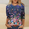 thumbnail image 1 of Hauts Décontractés pour Femmes Mode T-shirt Imprimé de Pâques Ample Mi-Longueur Manches 3/4 Blouse Col Rond Hauts Décontractés pour Femmes en Liquidation, 1 of 5