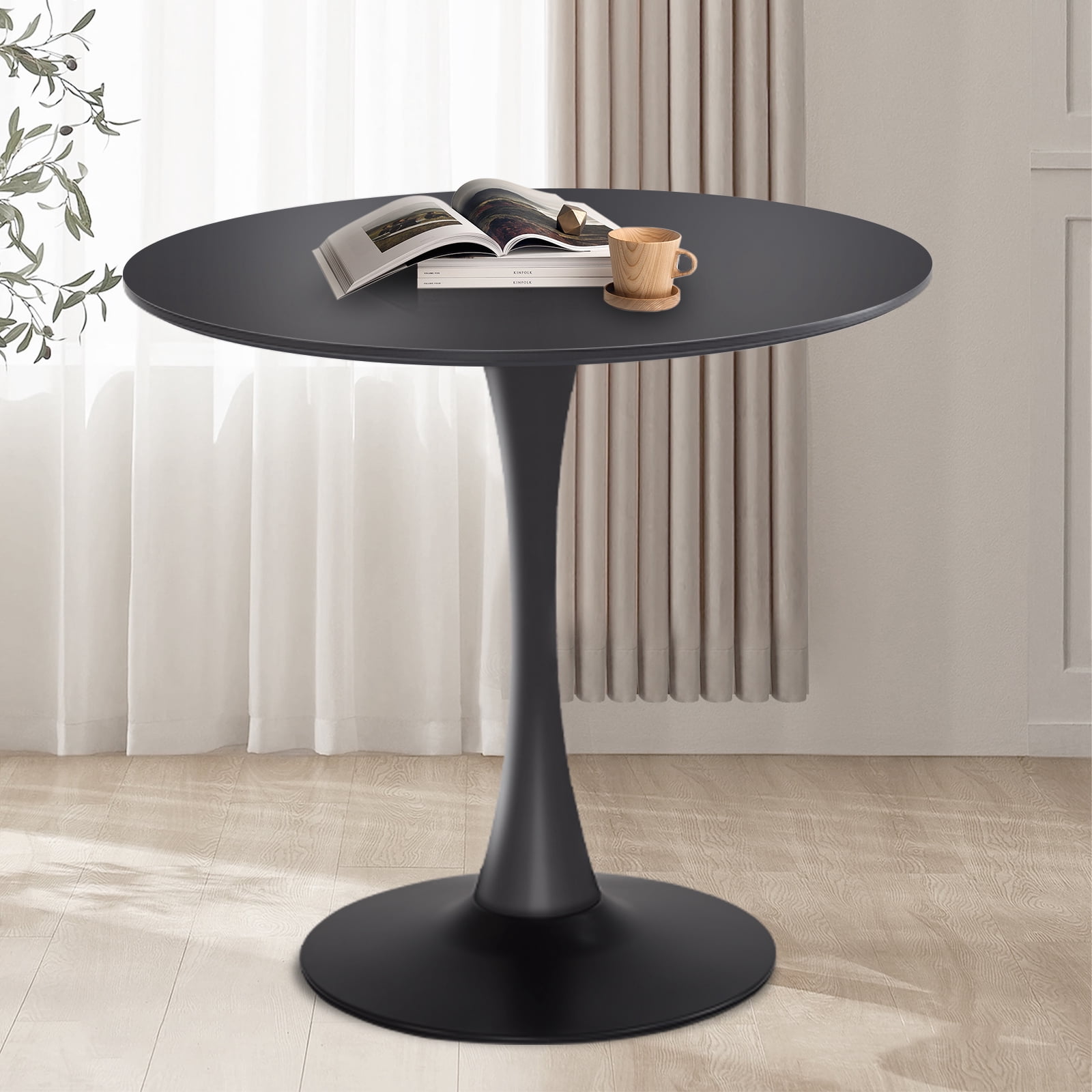 Rongbuk 31.5" Round Pedestal Dining Table, Black