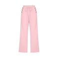 thumbnail image 2 of zicth Pink Capri Pants for Women Fashion Solid Color Cotton Flax Elastic Long Pants Beach Leisure Trousers Linen Work Pants Size XL, 2 of 4