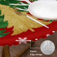 thumbnail image 3 of Red Christmas Tree Round Tablecloth, Fitted Table Cover with Elastic for 45"-54" Round Tables, Green Golden Xmas Tree Snowflake Winter Table Cloth Outdoor Indoor Dinning Party Waterproof Tablecloths, 3 of 7