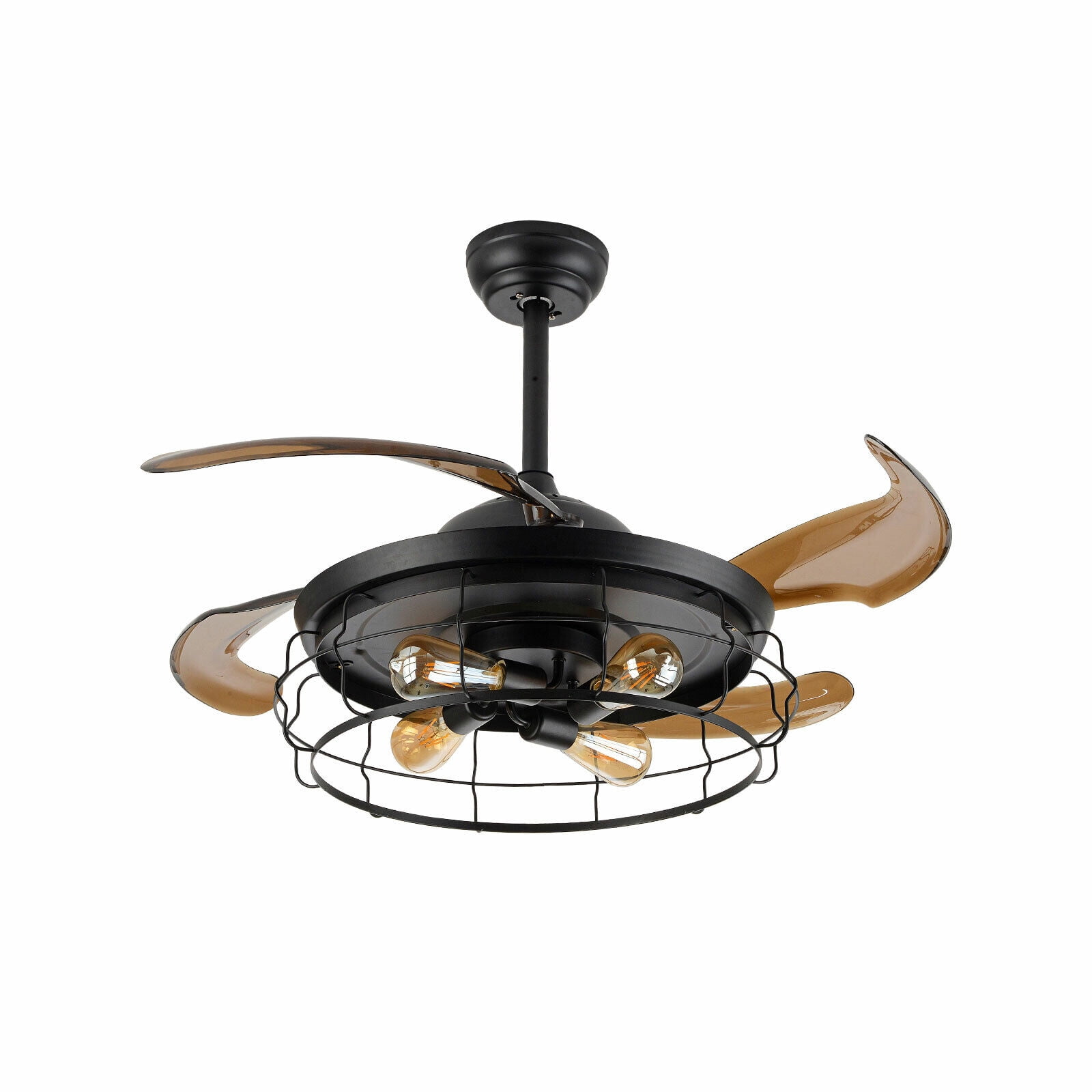 42'' Rustic Ceiling Fan Light Remote Control Chandelier Retractable Blades Lamp