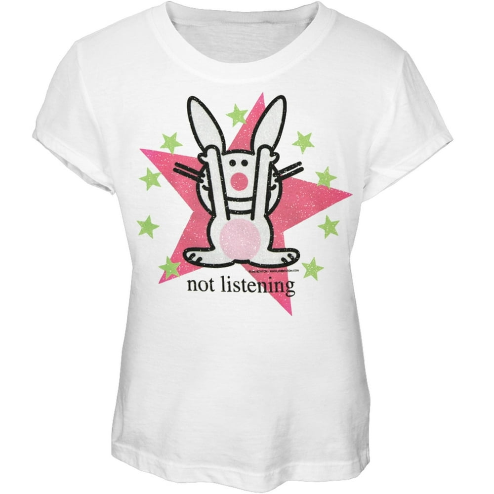 It's Happy Bunny Happy Bunny Not Listening Girls Youth TShirt