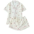 thumbnail image 2 of Wancir Women's 2 Piece Pajama Set Matching Pjs Sets Cute Printed Sleepwear Button Up Shirt with Lounge Shorts Set, 2 of 4