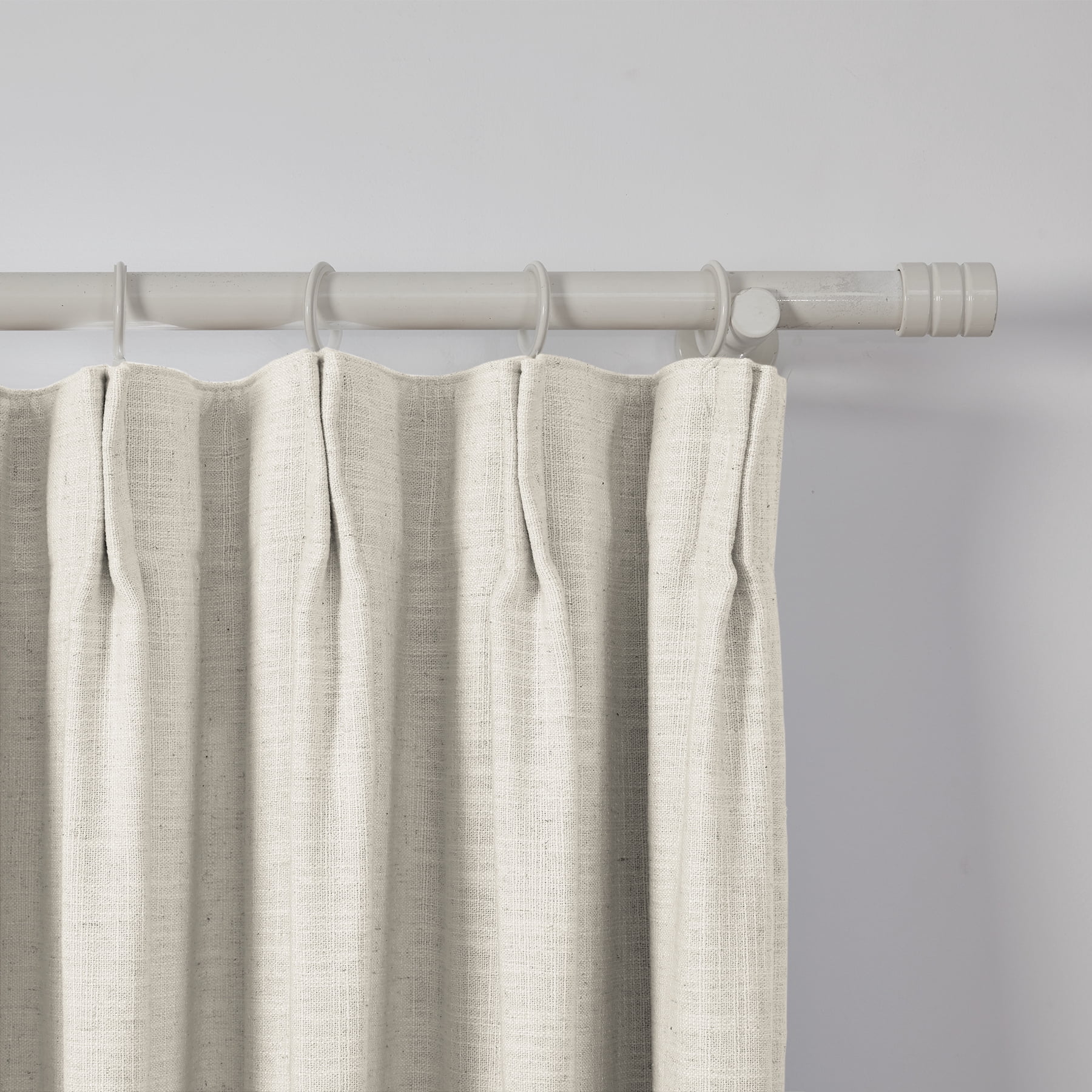 TWOPAGES 52 W X 84 L Inch Curtain Pinch Pleated Hanging Style Drapery Blackout Solid Linen Drapery for Bedroom, 1 Panel, Ivory White