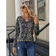 thumbnail image 4 of Zeagoo Women Blouses Casual Long Sleeve Spring Fall Tops Henley V Neck Floral Boho Shirts Dressy Summer Clothes, 4 of 6