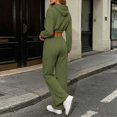thumbnail image 4 of Brnmyaeo Sweatsuits for Women Long Sleeve Zip Up Crop Hooded Jacket Wide Leg Sweatpants Set 2026 Fall Fleece Lined 2 Piece Tracksuit Sets, 4 of 8