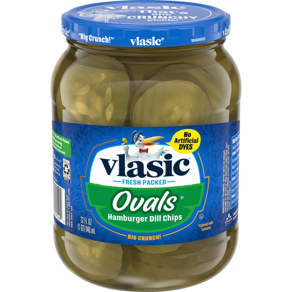 Vlasic Ovals Hamburger Pickle Chips, Dill Pickles, 32 Oz Jar Walmart