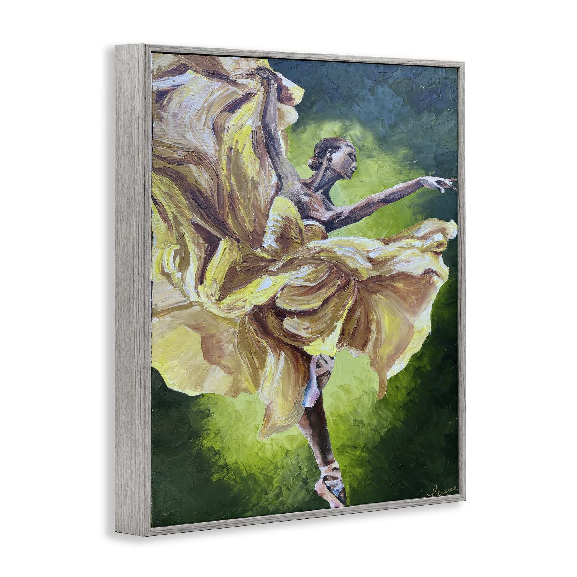 Stupell Industries Primavera Ballet Dancer Gray Framed Giclee Art, design by Lauren Luna