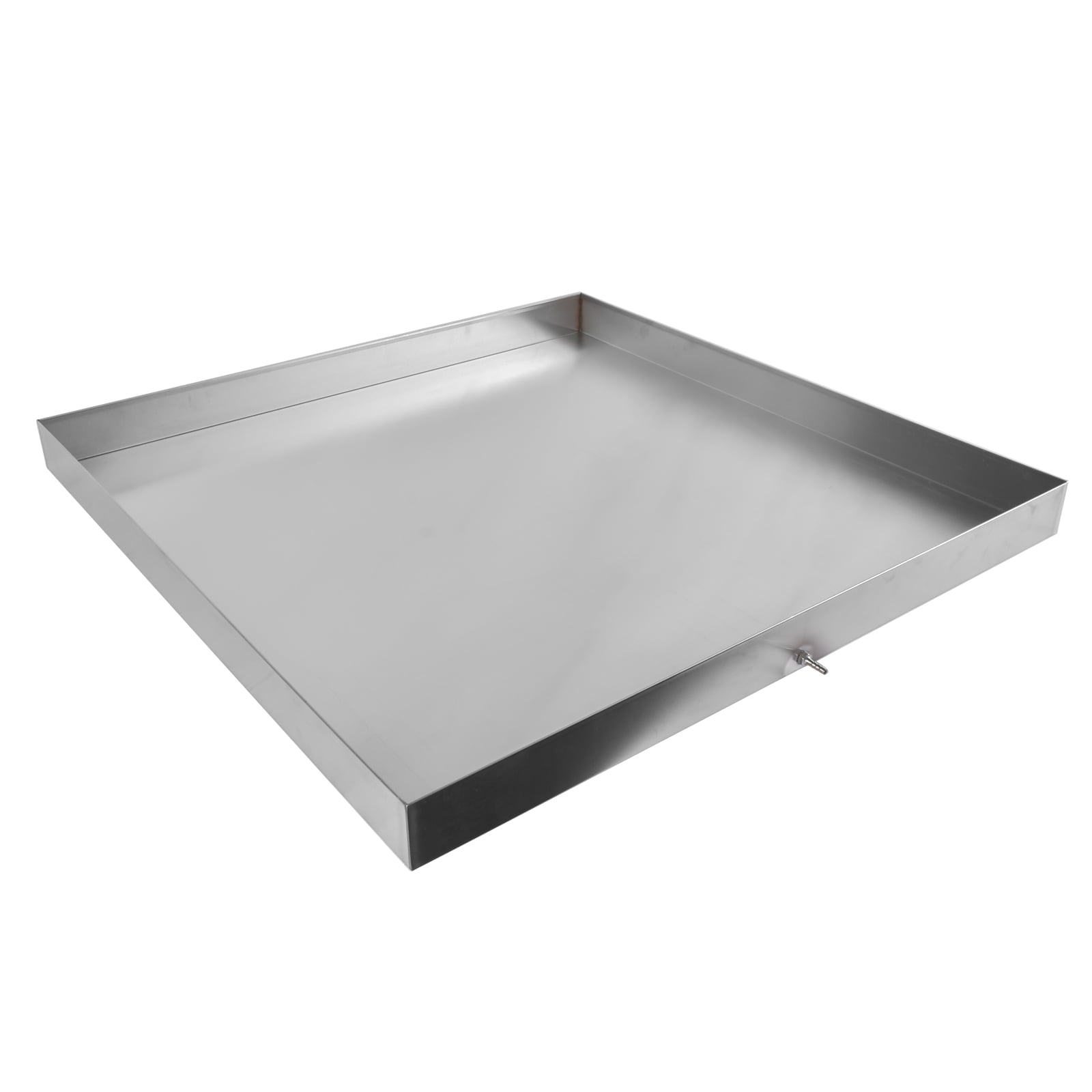 GELUOXI 32 x 32 x 2.5 Inch Washing Machine Pan Stainless Steel Washing Machine Drain Pan Heavy Duty Compact Washer Drip Tray with Drain Hole & Hose Adapter