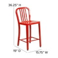 thumbnail image 5 of 24'' High Industrial Style Red Metal Counter Height Restaurant Stool For Indoor or Outdoor Use - Cafe Style Metal Stool Chair, 5 of 8