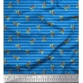 thumbnail image 1 of Soimoi Blue Japan Crepe Satin Fabric Stripe & Red Berries Fruits Decor Fabric Printed Yard 42 Inch Wide, 1 of 3