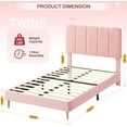 thumbnail image 2 of Homhougo Twin Bed Frame with Headboard, Velvet Upholstered Twin Platform Bed Frame for Girls, Strong Wooden Slats Support, Noise-Free, Easy Assembly (Pink), 2 of 6