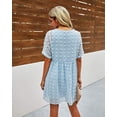 thumbnail image 4 of Robe Mini d'Été pour Femmes à Manches Courtes, Aguichant, Col en V, Fluide, Décontractée, à Pois Suisses, Courte, Coupe Ample, Grande Taille, 4 of 5