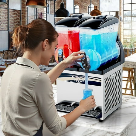 Dual 15L Commercial Slushy Machine - Frozen Drink Maker for Slush, Margaritas, Smoothies