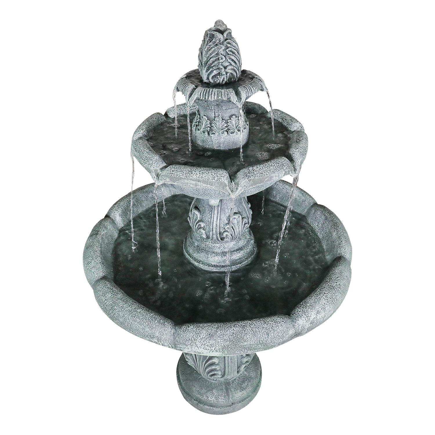 48in High Outdoor Three-Tier Water Fountain with Water Pump for Gardens, Landscaping, Patios, Balconies and Lawns Decoration