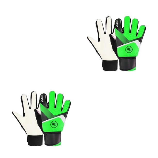Guantes de fútbol Advancent para niños portero de cuero PU color Verde Tamaño 6 2Conjunto