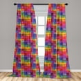 thumbnail image 5 of Ambesonne Abstract Curtains, Rainbow Colors Squares, Pair of 28"x63", Multicolor, 5 of 5