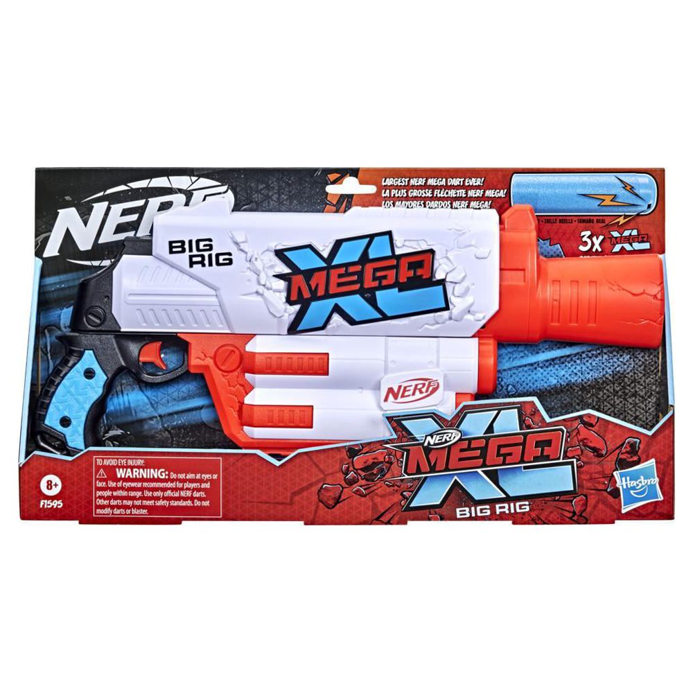 Nerf Mega XL Big Rig Blaster, Largest Nerf Mega Darts Ever, 3 Nerf Mega XL Whistler Darts, XL Dart Blasting, Dart - image 2 of 7