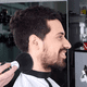 thumbnail image 5 of Capa De Barbería Al Agua Y Cepillo Repelente 2 Piezas Negro/Blanco Rallado, 5 of 5