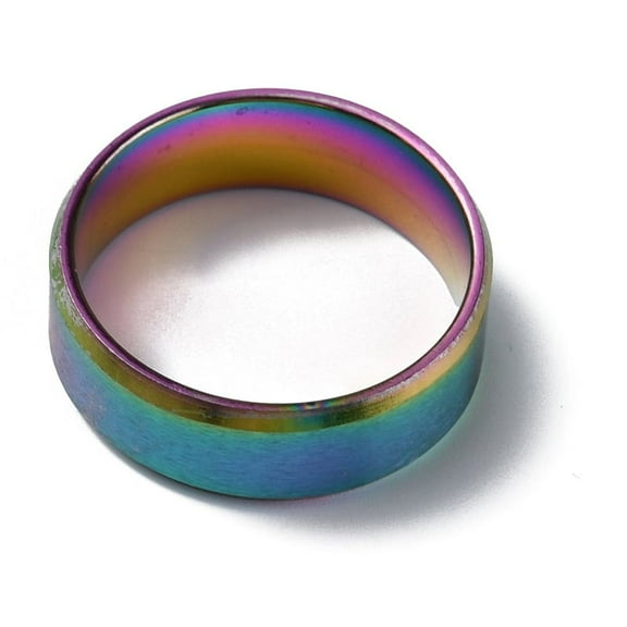 2 pc Stainless Steel Wide Band Finger Rings for Women Men Plain Band Rings Rainbow color 8mm Inner Diameter: US Size 13 1/4(22.4mm)
