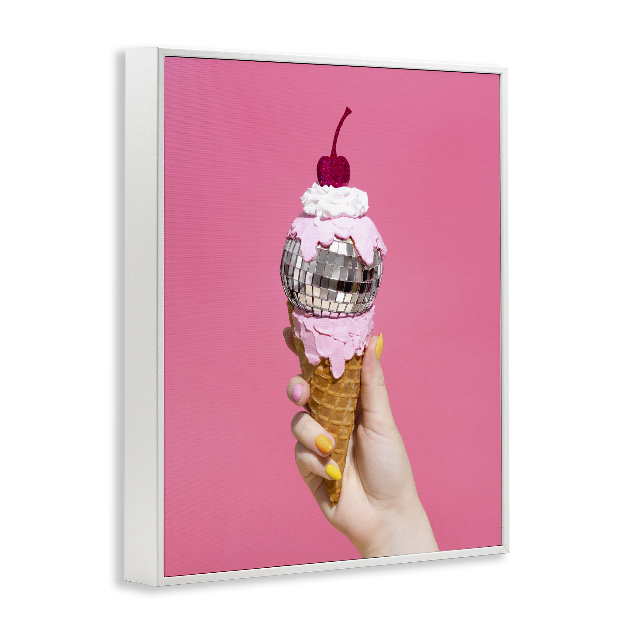 Stupell Industries Glam Disco Ice Cream Food & Beverage Painting White Framed Art Print Wall Art, 16 x 20