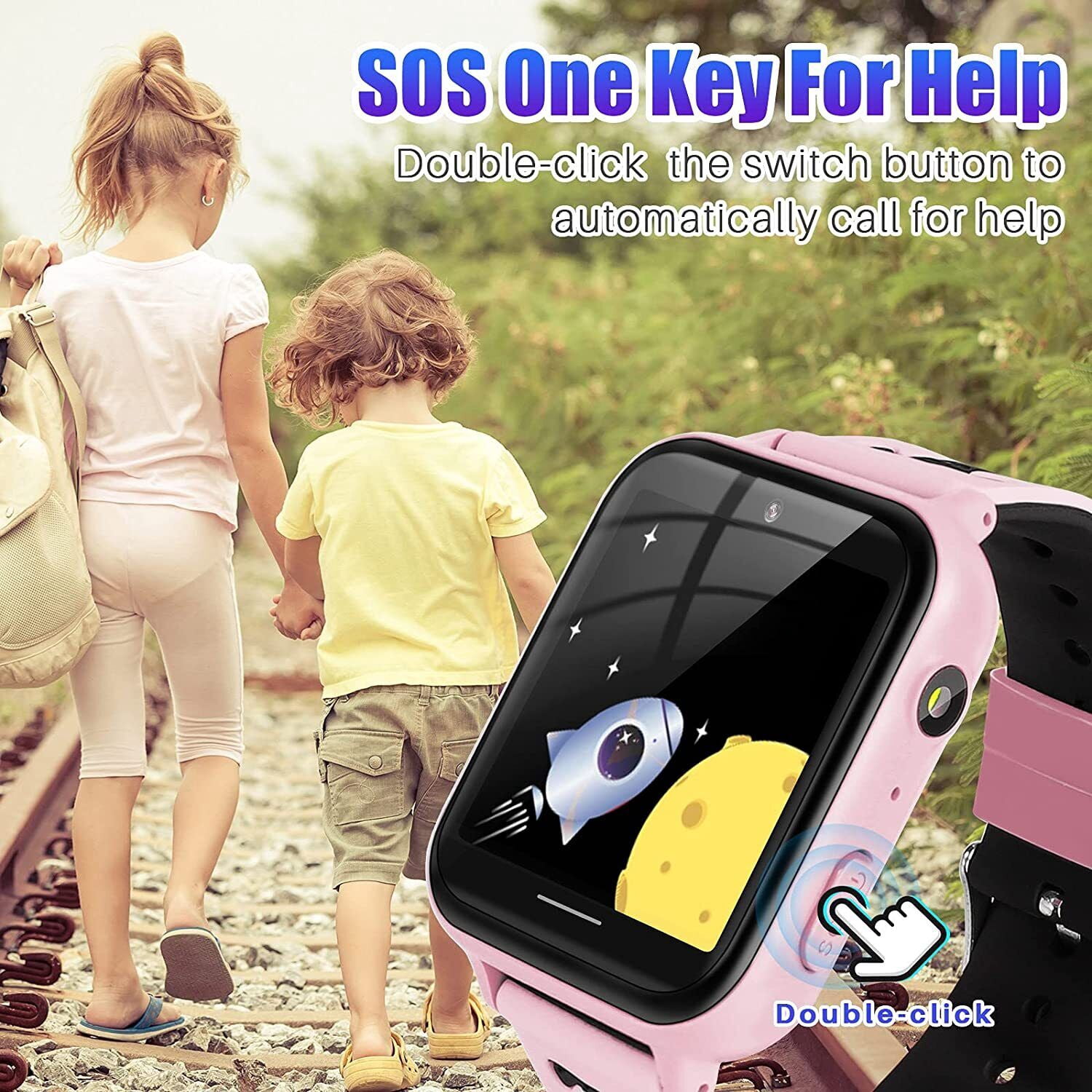 JIAN YA NA Smart Watch for Kids, Kids Watch with 10 Games Camera Music SOS Call Alarm, Birthday Gifts for Age 4-12 Boys Girls（Pink）
