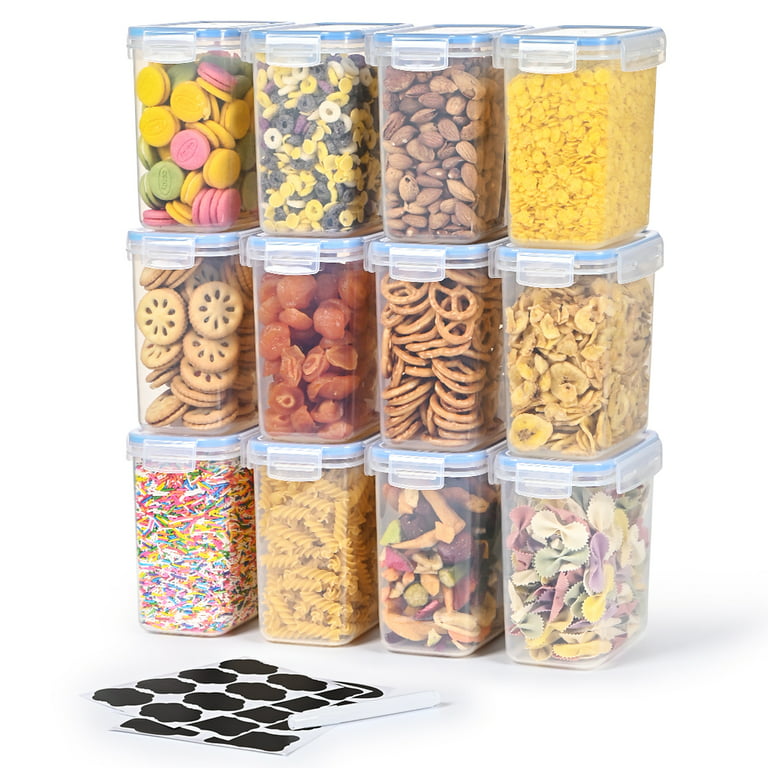 12pcs Airtight Food Storage Containers, Plastic Kitchen Organizers For Dry  Food (flour, Sugar, Cereal) And Pantry Storage, Includes 24 Labels And 1  Marker, Dishwasher Safe
