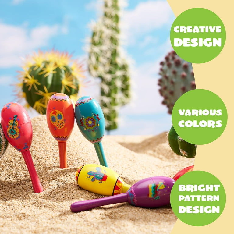 JOYIN 9 Pcs Fiesta Wooden Maracas for Cinco De Mayo Party Favors