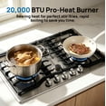 thumbnail image 6 of ROBAM 30" Gas Cooktop G513, 5 Made in Italy Brass Burners, 304 Stainless Steel Built-in Gas Stove, 20,000 BTU Dual-Flame Wok Burner, NG/LPG Convertible with Flame Failure Protection, 6 of 7