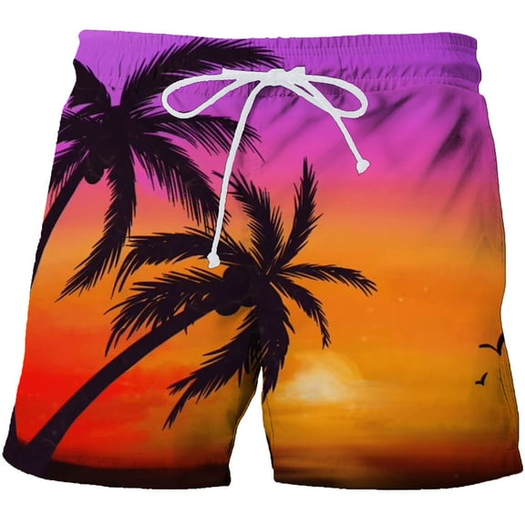 Tejiojio Men's Classic-Fit Cargo Shorts Men 3D Printing Breathable Seaside Vacation Beach Shorts Swimming Trunks