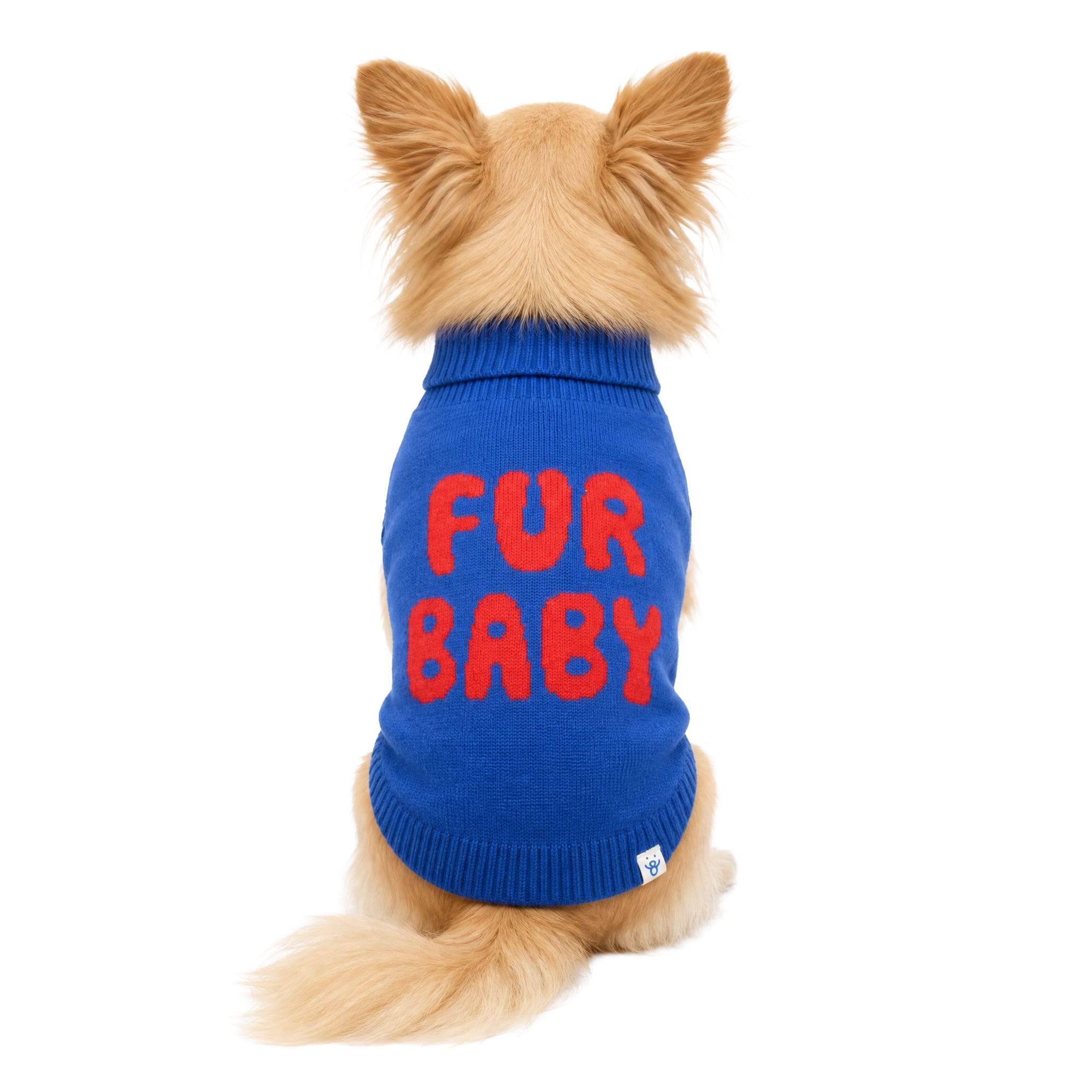 Oodles Fur Baby Fall Turtle Neck Dog Sweater, Blue, XS