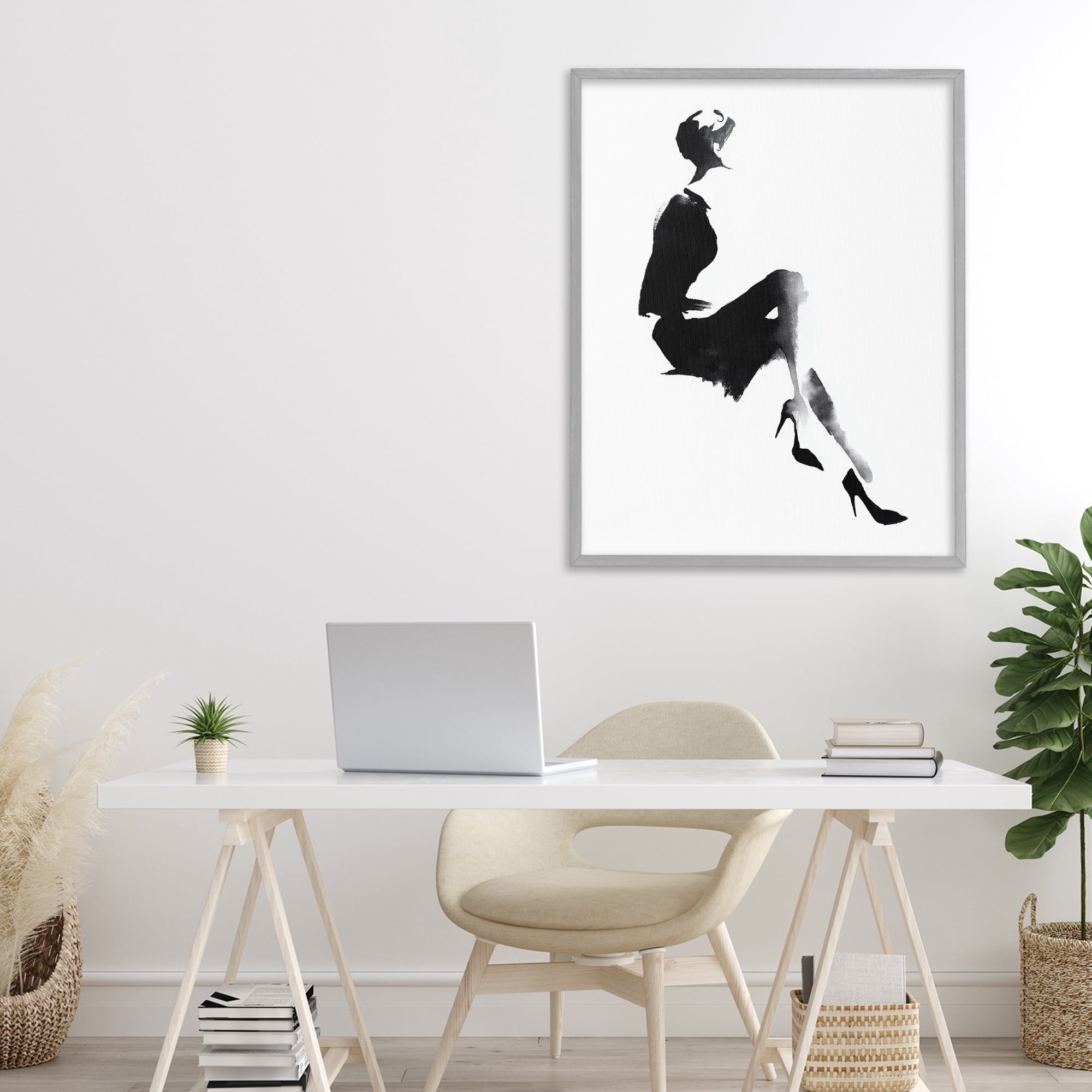 Stupell Industries Chic Silhouette Noir Gray Framed Giclee Art, design by Svetlana Aleynikova