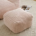 thumbnail image 4 of Newest Cloud Comfort Collection Plush Corduroy Bean Bag Chaise Lounge with Armrests and Ottoman for Living Room, Bedroom & Dorm, Pink, 4 of 12