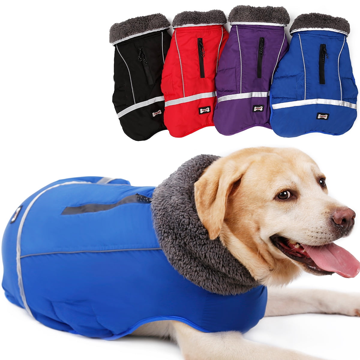 Tineer Reflective Thicken Dog Jacket Vest Winter Warm Pet Outfit Jacket