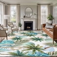 thumbnail image 3 of 5x8 Washable Area Rug, Summer Palm Tree Non-Slip Large Rectangle Rug for Living Room Dining Room, Vintage Green Coconut Tree Botanical Tropical Leaf Indoor Floor Mat for Home Decor, 3 of 9