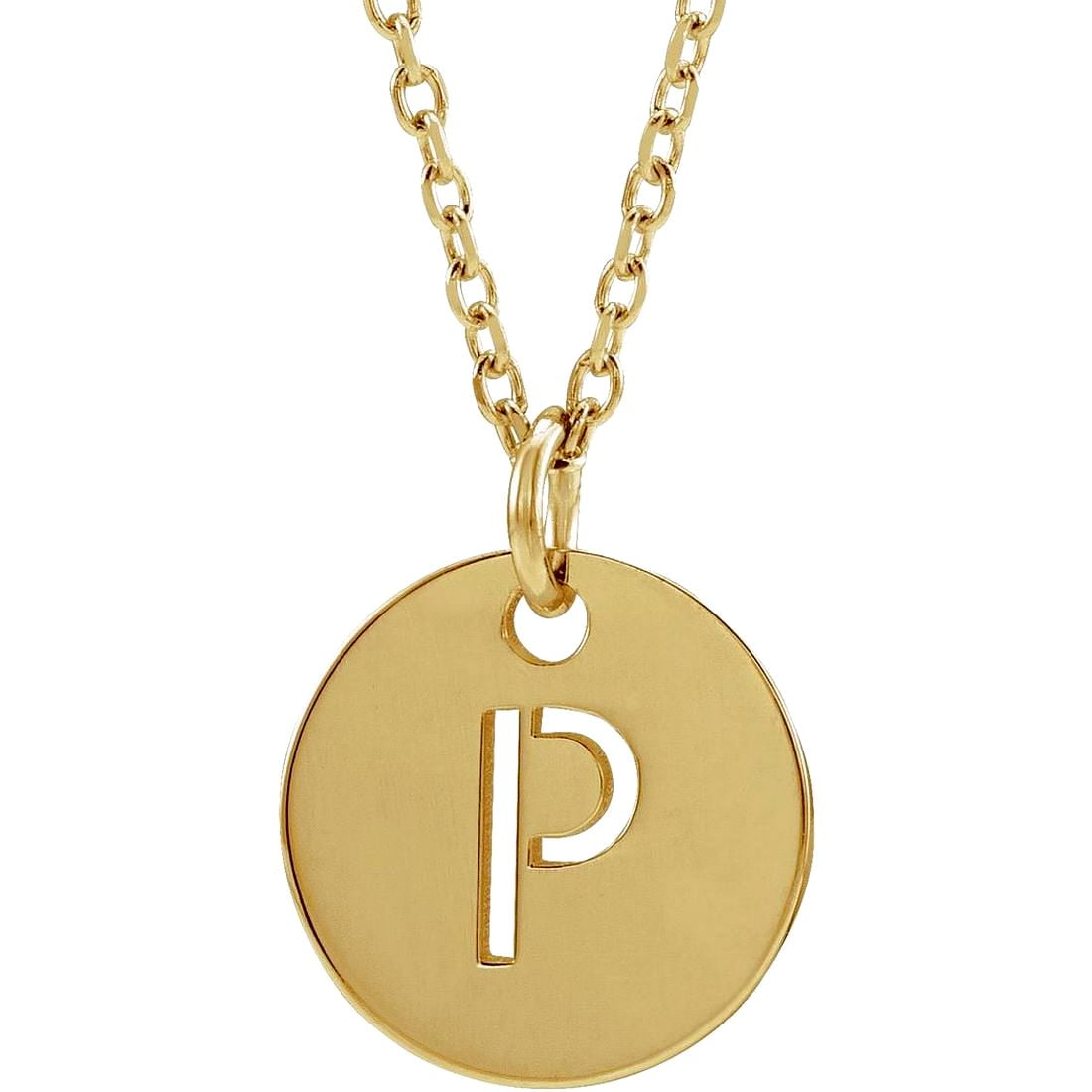 925 Sterling Silver 18k Yellow Gold Plated Letter Name Personalized Monogram Initial P 10mm 16-18 Inch Polished Initial