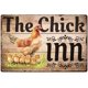 thumbnail image 1 of Letrero de hojalata de The Chick Inn, gallinero, letreros de metal, letrero de hojalata de pollo de granja, letreros y placas divertidos, letreros de pollo, arte de pared de metal con pollitos., 1 of 7