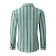 thumbnail image 3 of miqiqism Men Trendy Shirts Casual Striped Printed T-shirts Men's Slim Fit Button Down Blouses Comfy Long Sleeves Shirt Tops,Green,XX-Large, 3 of 5