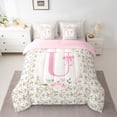thumbnail image 2 of Castle Fairy Personalized Initial Letter U 7-Piece Bedding Comforter Set for Children Women Men,Floral Rose Bow-Tieking Bedding Sets,Monogrammed Alphabet Ultra Soft Bed Sheets,Breathable Home Decor, 2 of 8