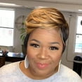 thumbnail image 2 of Short Highlight Bob Wig Human Hair Ombre Pixie Cut wigs for Black Women Human Hair Wigs Short Layered None Lace Front Wigs Full Machine Made Wig Glueless Wig Brown with Blonde, 2 of 5