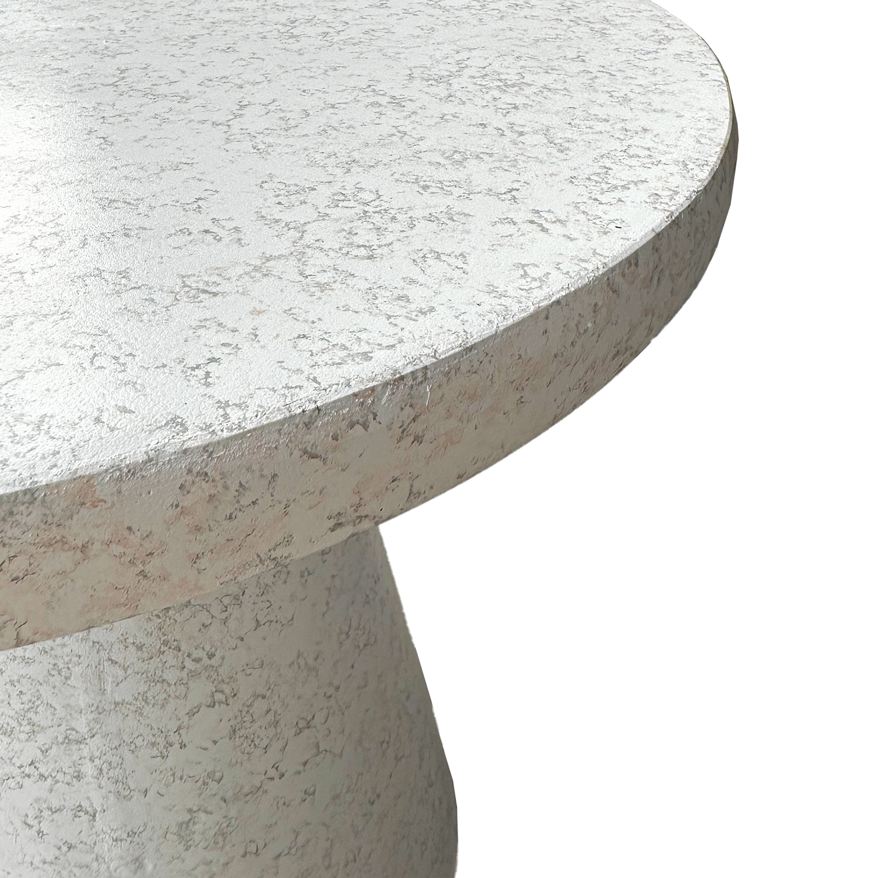 Round MGO Side Table – Durable Construction, Tapered Base, Cloud Ceramic White