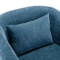 thumbnail image 5 of Swivel Barrel Chair, Linen Blend Single Sofa Chair with Pillow and Skirt, Round Accent Chair with Deep Seat and Metal Base, Leisure Club Chair for Living Room Bedroom Office, Blue, 5 of 9
