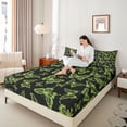 thumbnail image 4 of Homewish Teens Romantic Animal Twin Sheet Sets, Black Green Butterfly Moth Twin Fitted Sheet, Fashion Princess Style Flat Sheet, Breathable Home Decor, 3 Pieces, 4 of 7